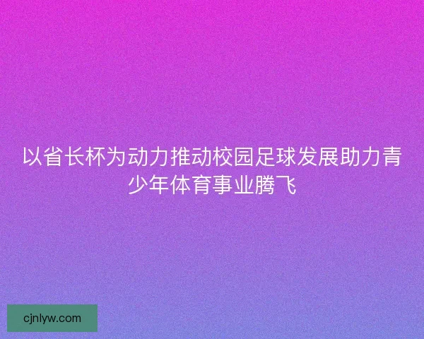 以省长杯为动力推动校园足球发展助力青少年体育事业腾飞 以省长杯为动力推动校园足球发展助力青少年体育事业腾飞