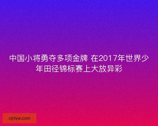 中国小将勇夺多项金牌 在2017年世界少年田径锦标赛上大放异彩